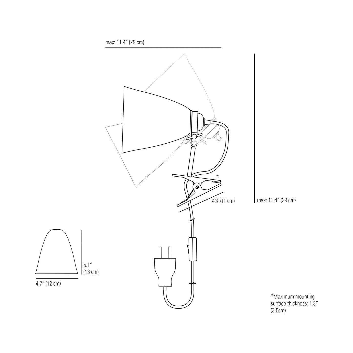 Hector Dome Clip Spot Light - line drawing.