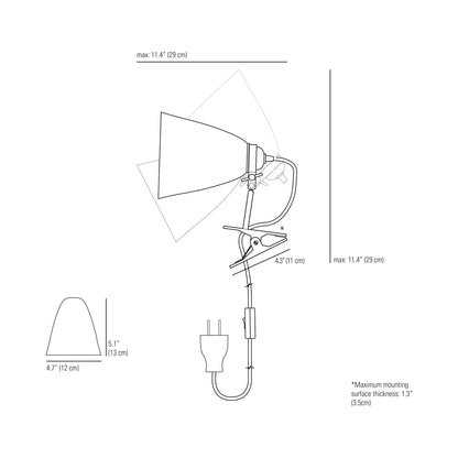 Hector Dome Clip Spot Light - line drawing.