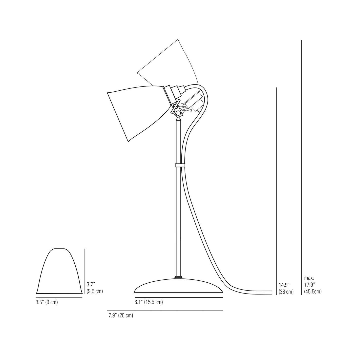 Hector Dome Table Lamp - line drawing.