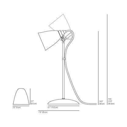 Hector Dome Table Lamp - line drawing.