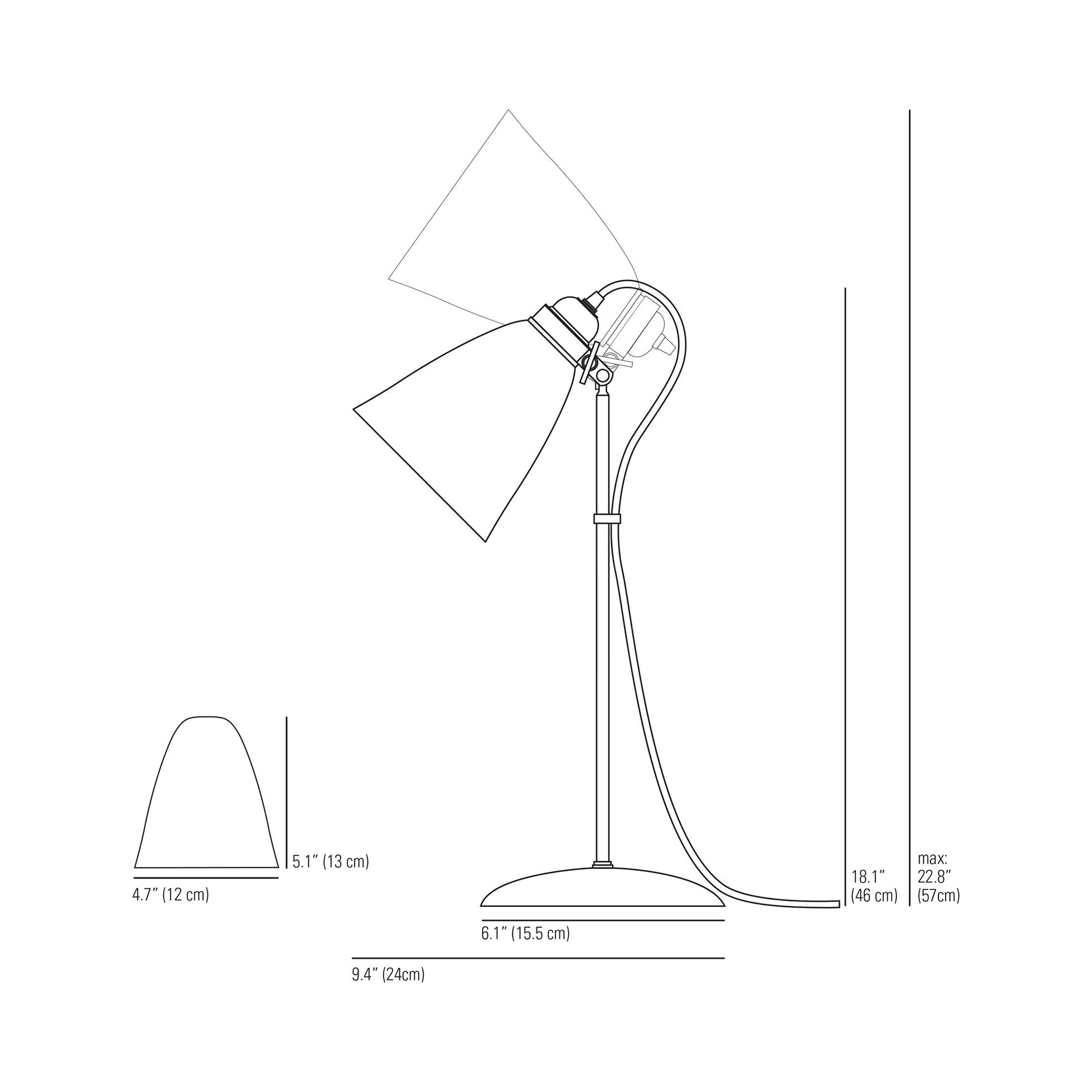 Hector Dome Table Lamp - line drawing.