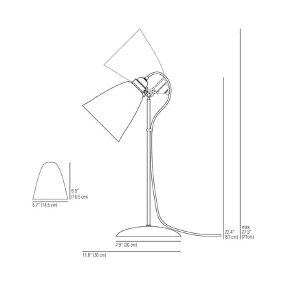 Hector Dome Table Lamp - line drawing.