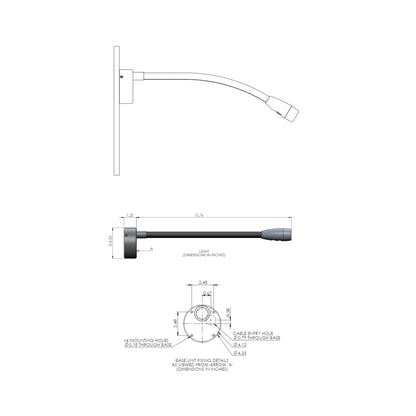 Jet Stream LED Wall Light - line drawing.