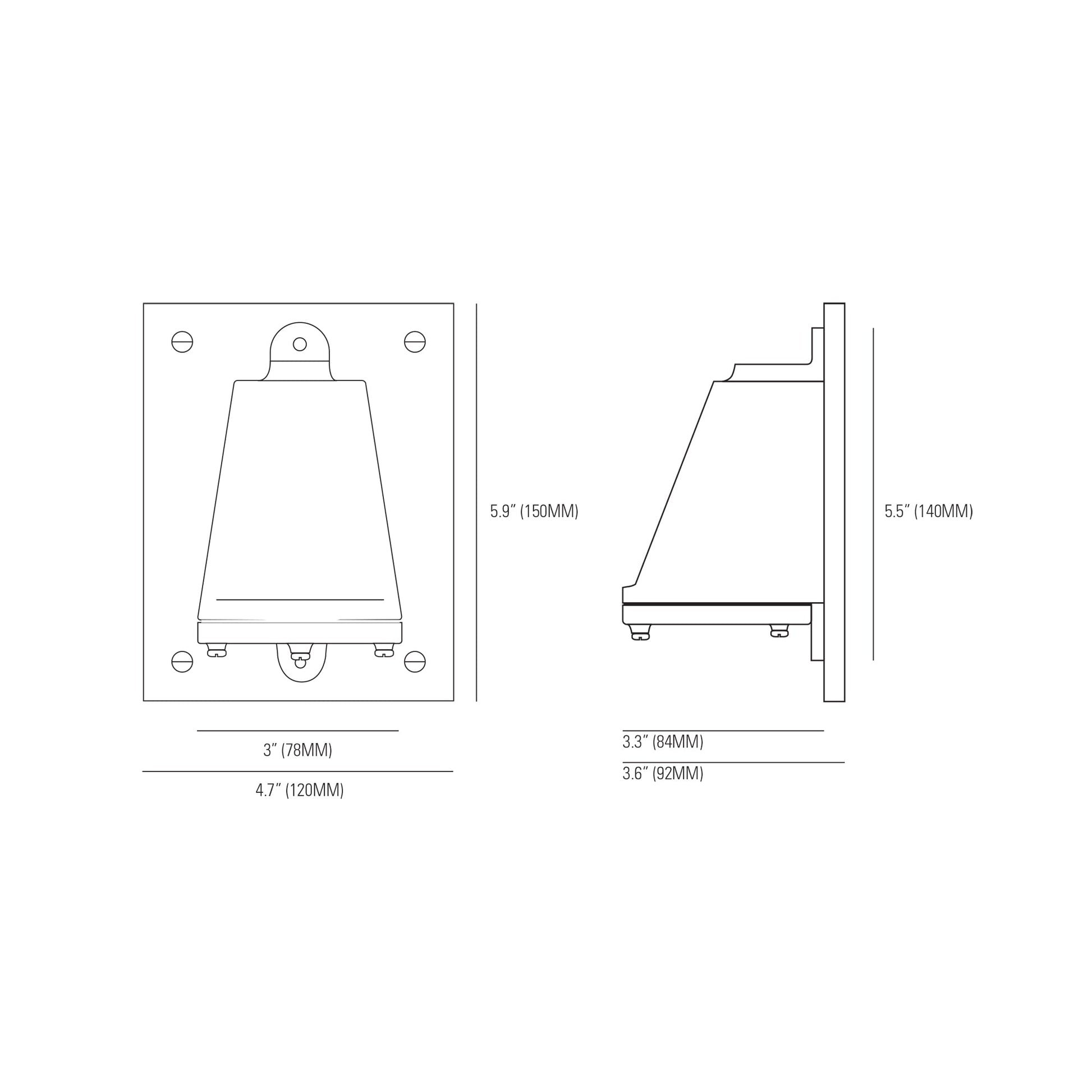 Mast Wall Light - line drawing.