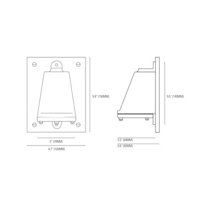Mast Wall Light - line drawing.