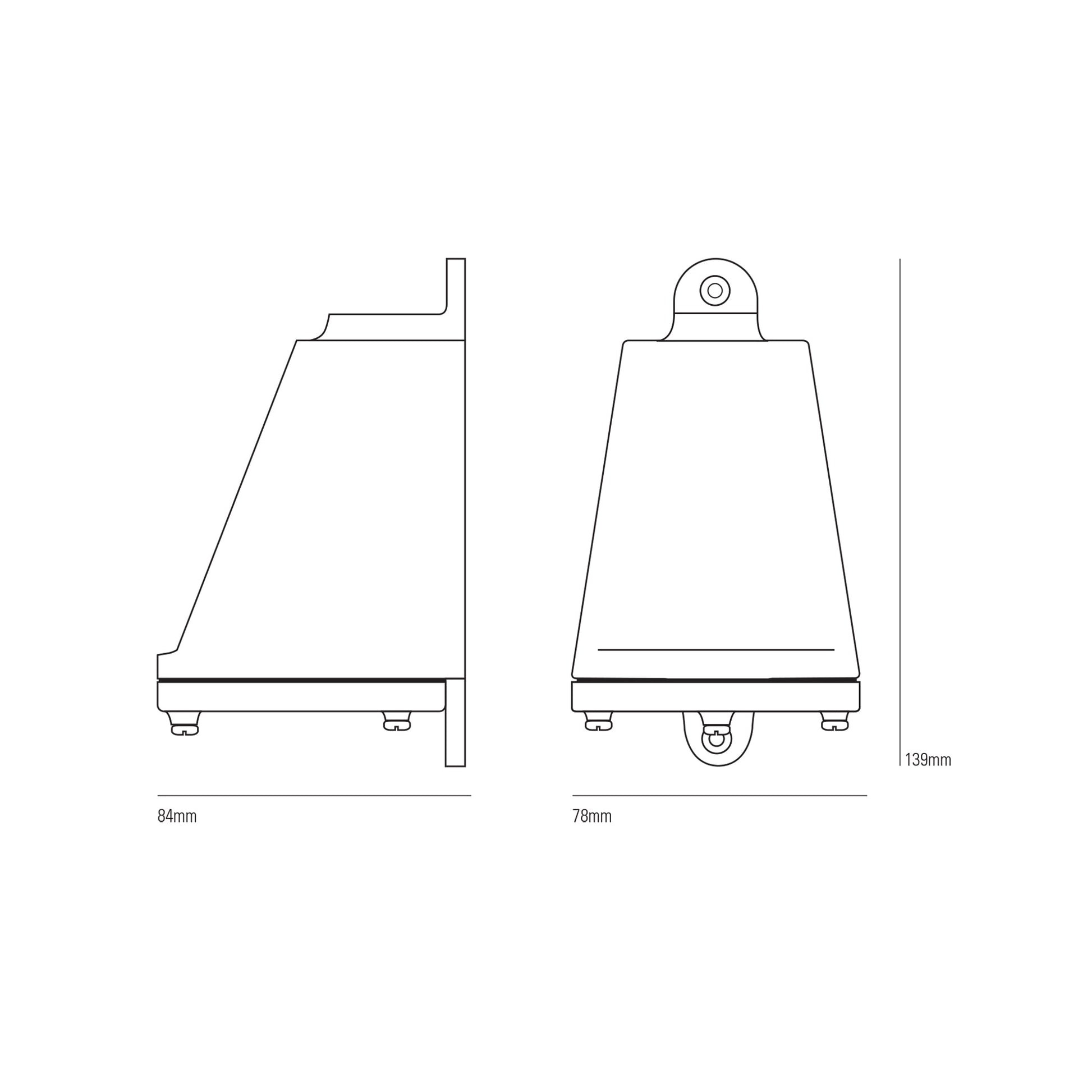 Mast Wall Light - line drawing.