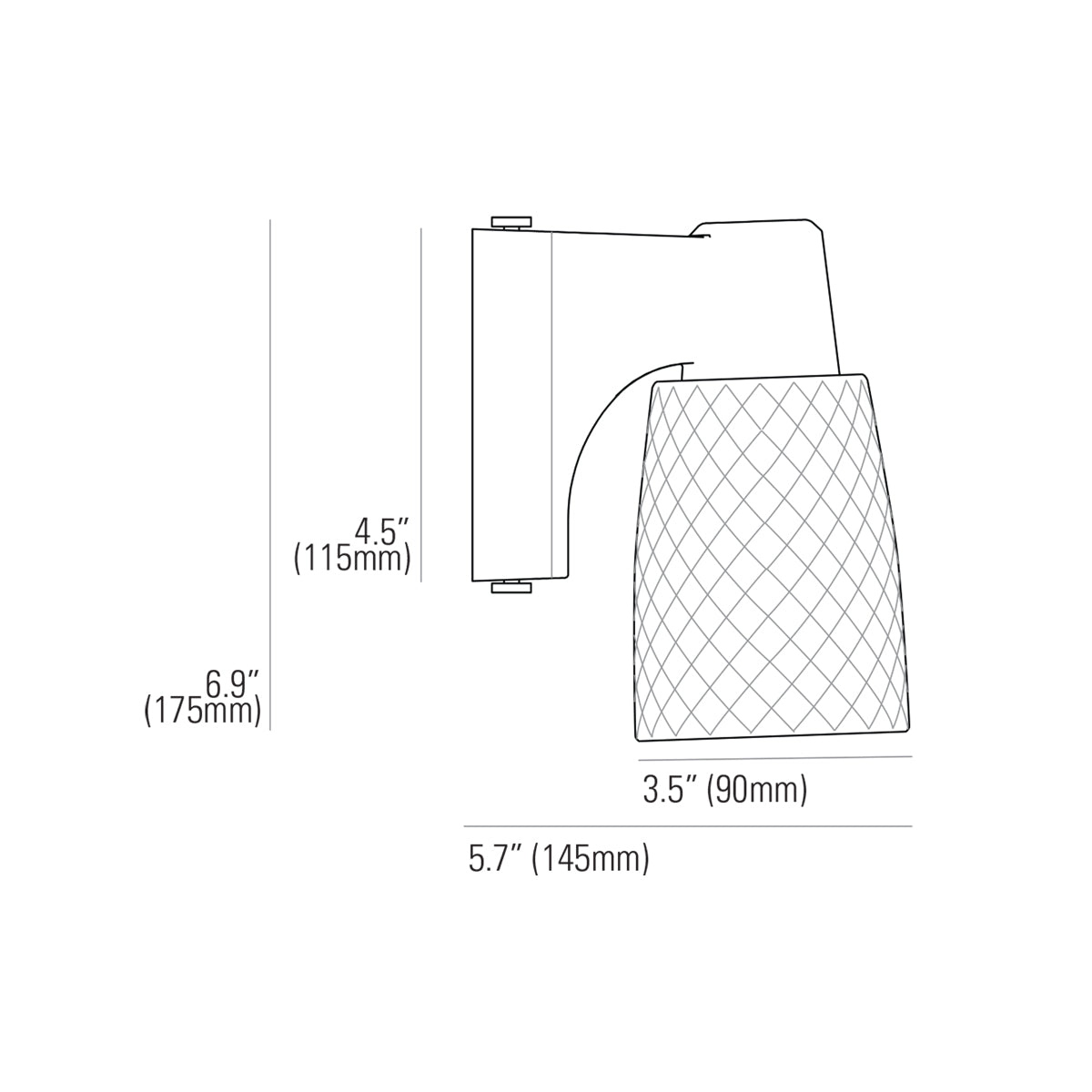 Oxford Wall Light - line drawing.