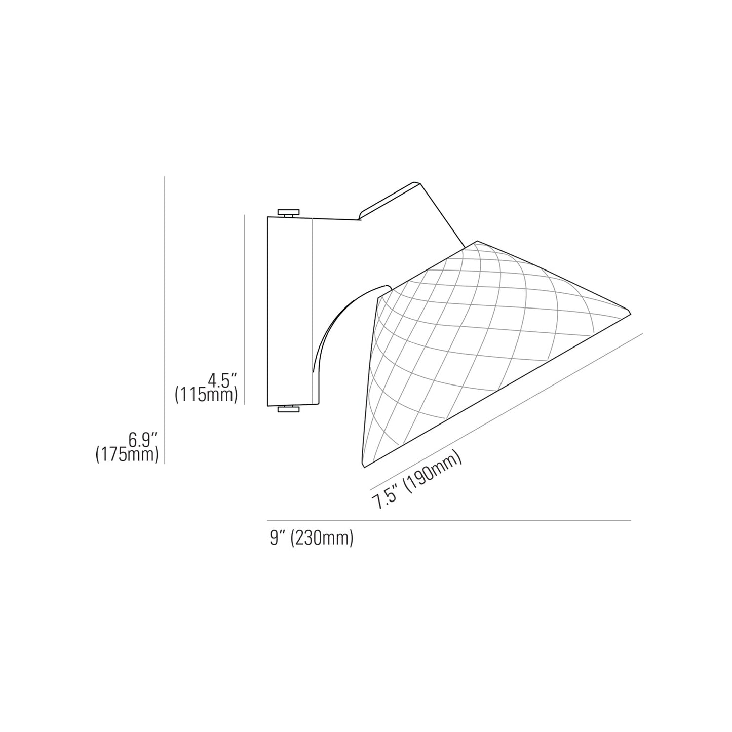 Oxford Wall Light - line drawing.