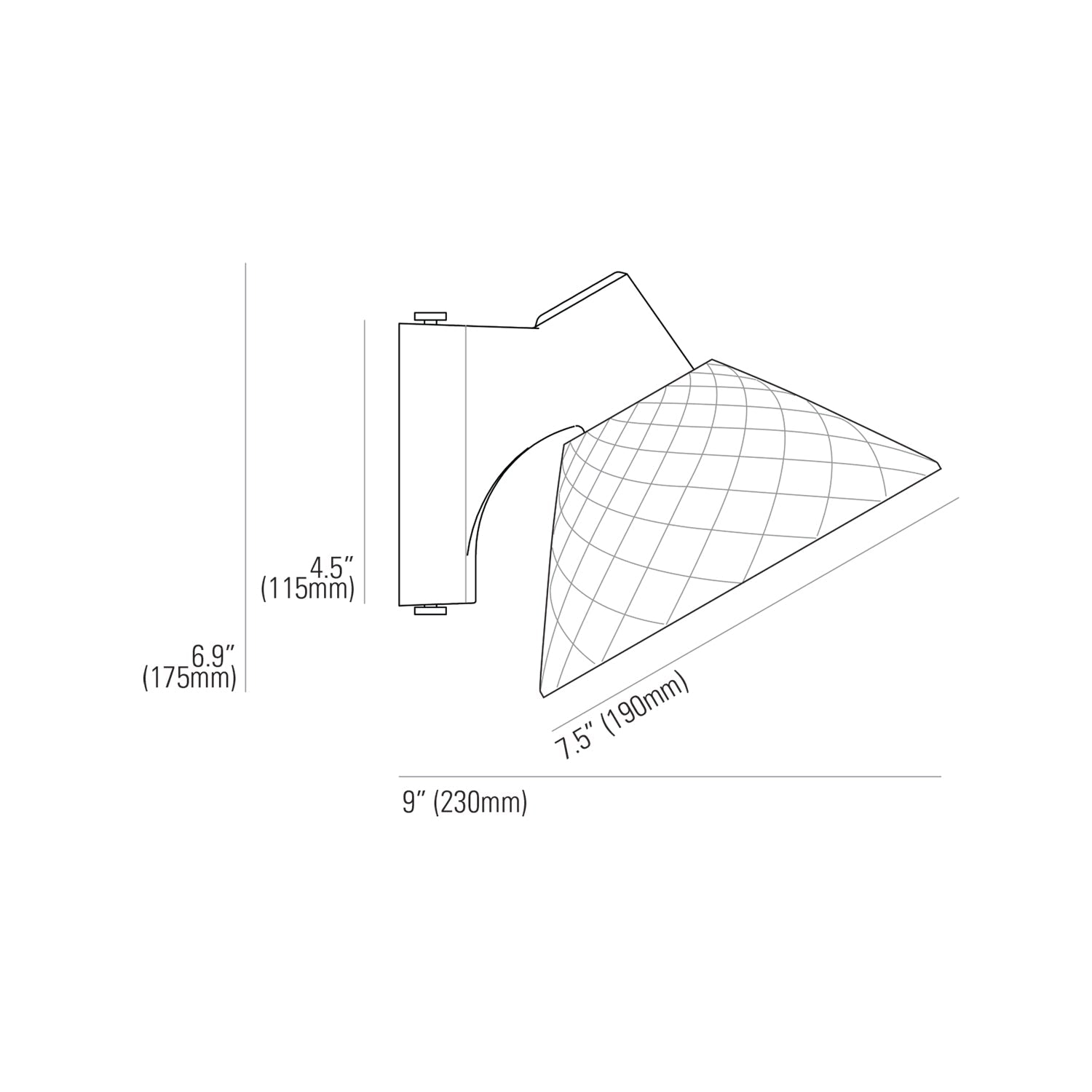 Oxford Wall Light - line drawing.