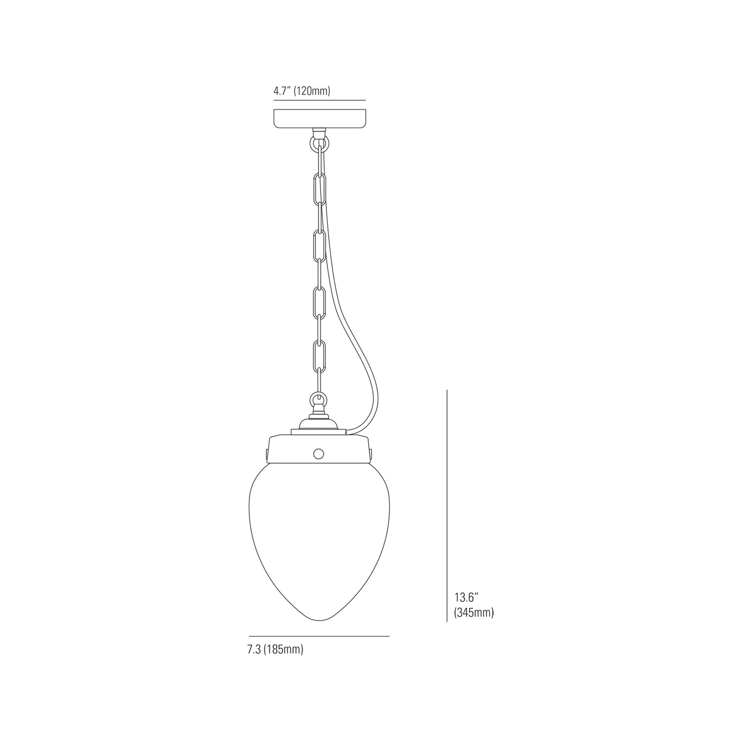 Pine Pendant Light - line drawing.