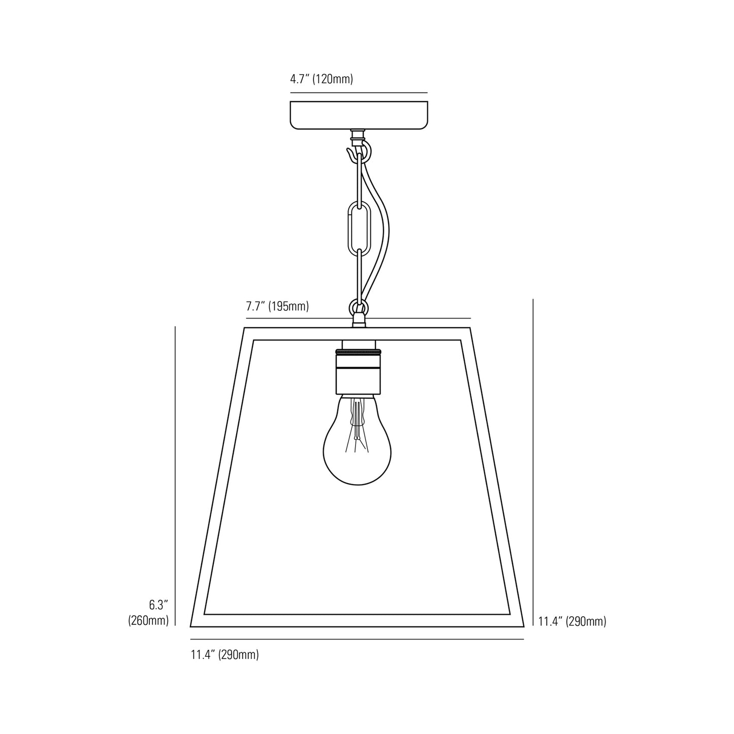 Quad Pendant Light - line drawing.