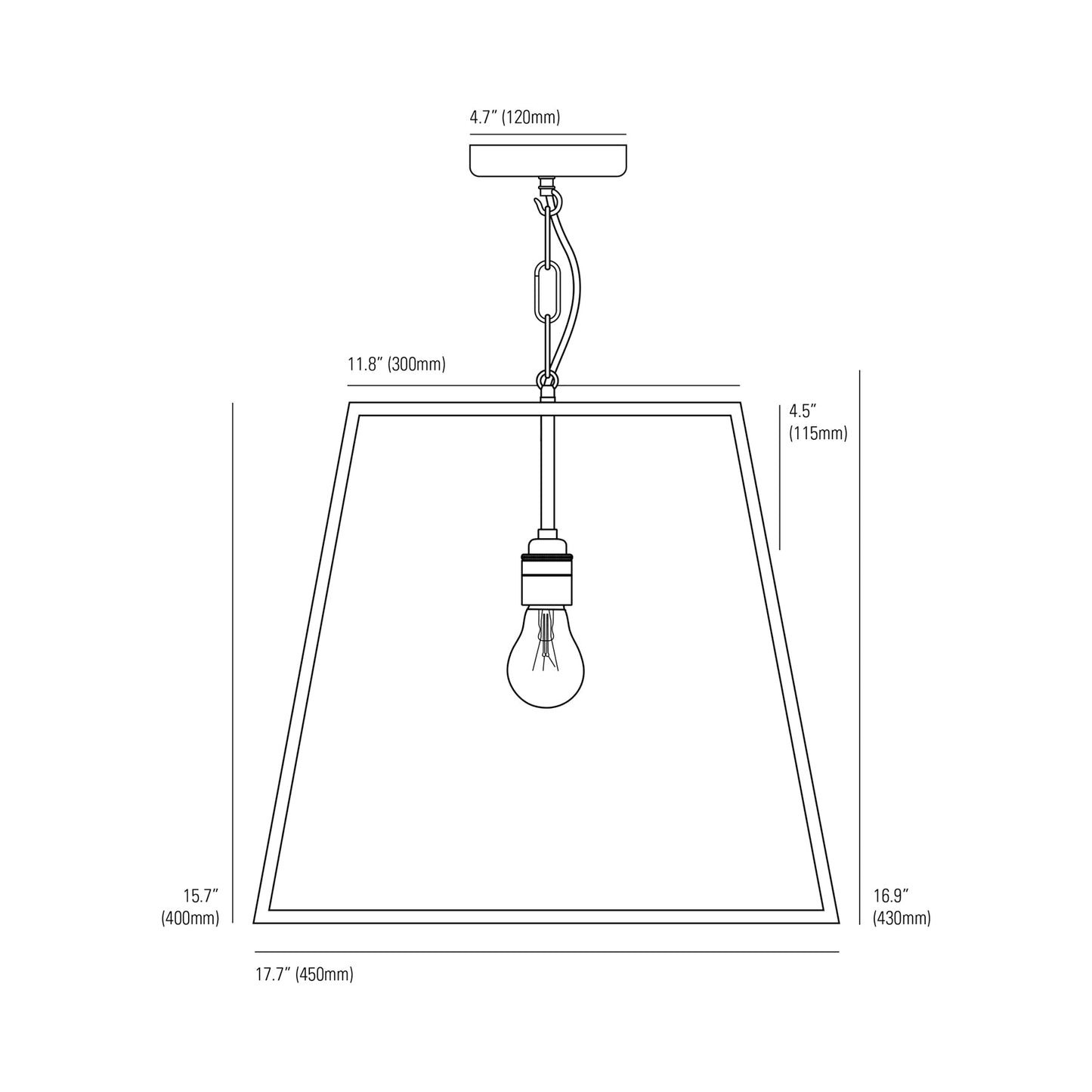 Quad Pendant Light - line drawing.