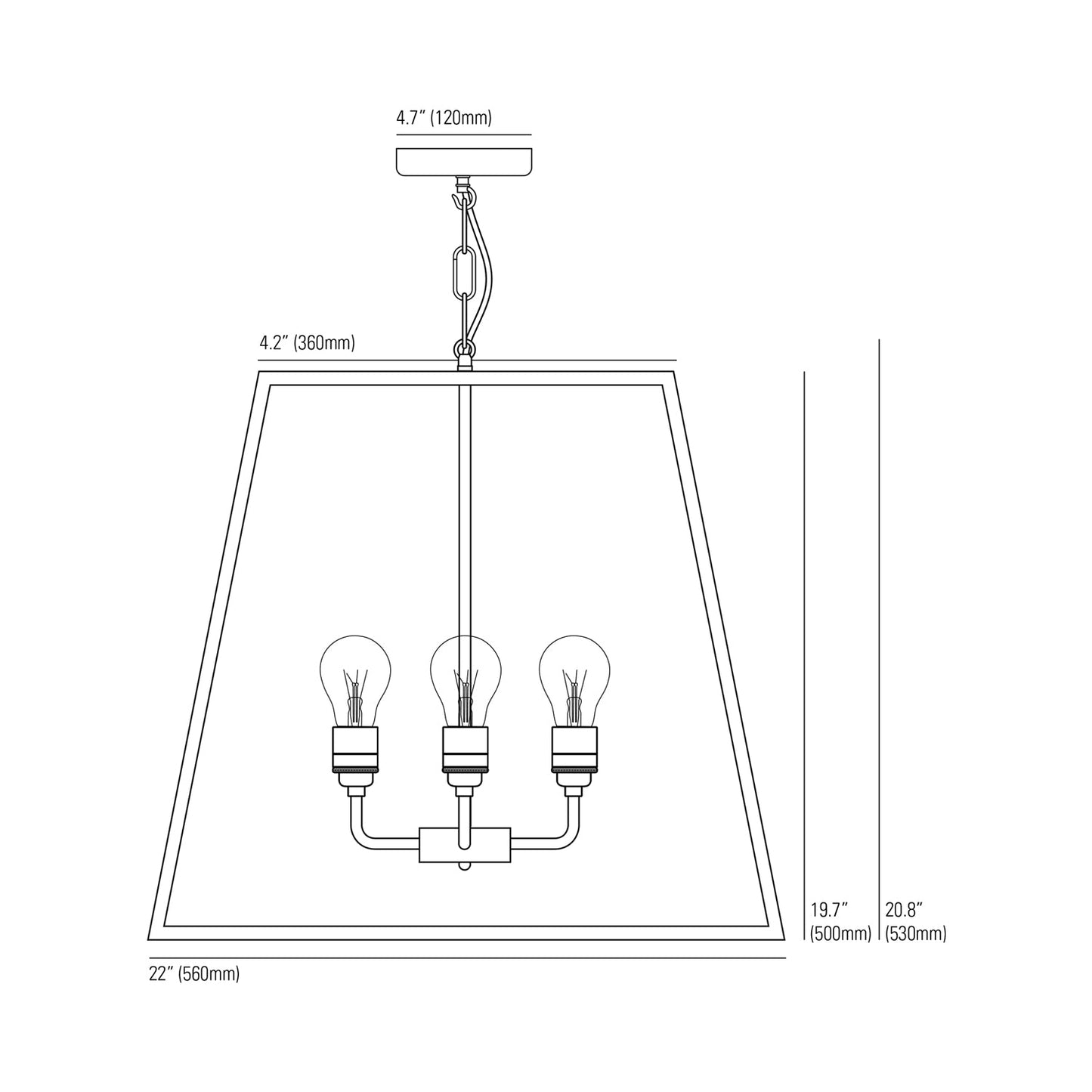 Quad Pendant Light - line drawing.