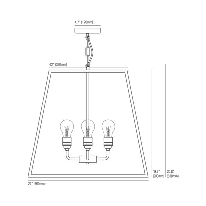 Quad Pendant Light - line drawing.