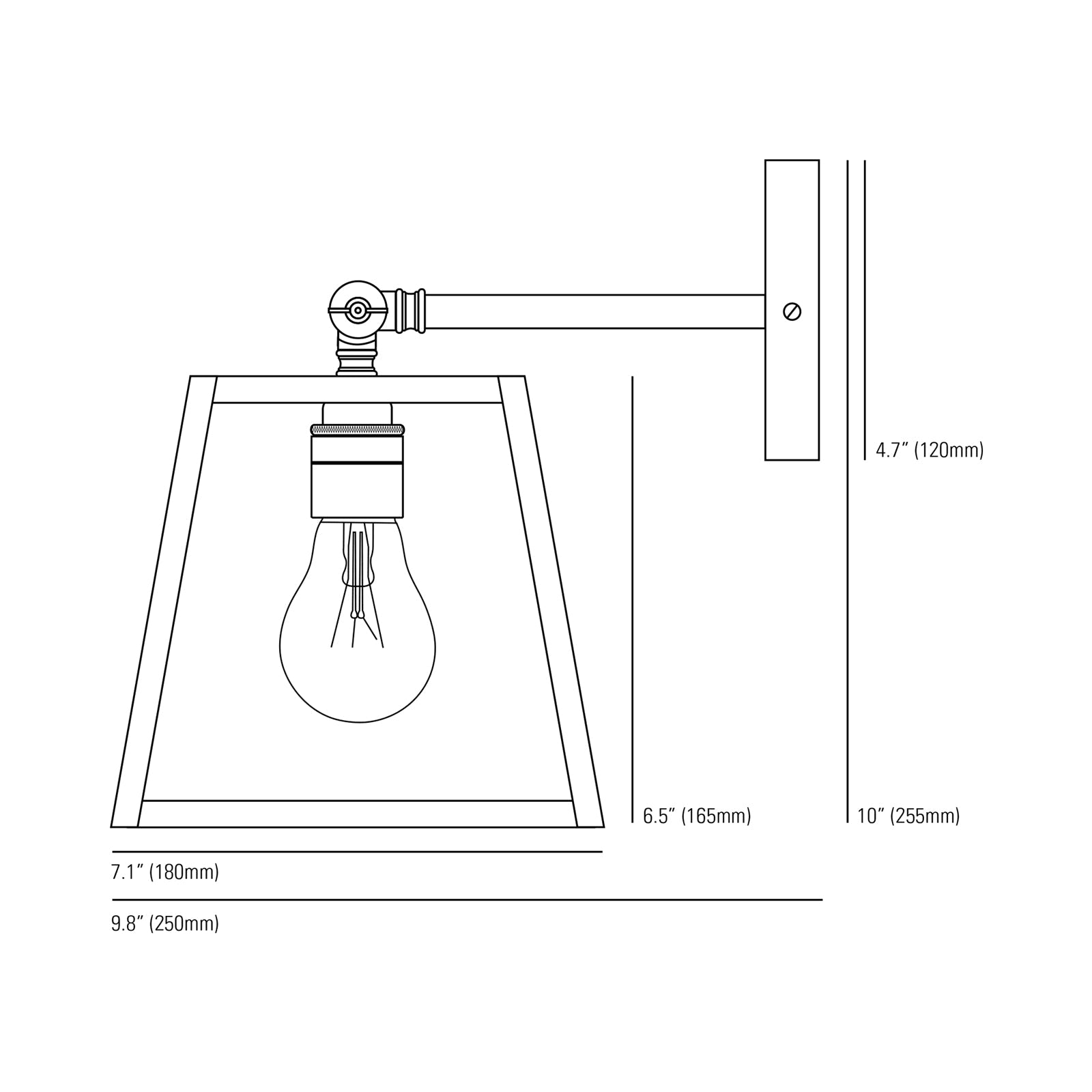 Quad Wall Light - line drawing.