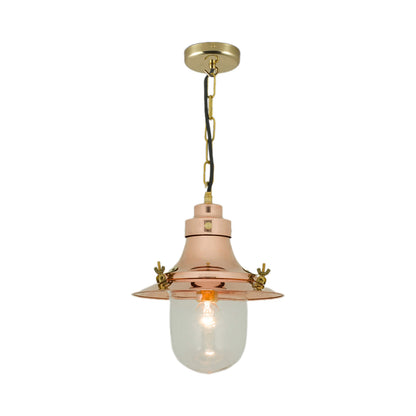 Ship's Deck Pendant Light in Polished Copper (Small/Clear Glass).