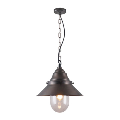 Ship's Deck Pendant Light in Weathered Brass (Large/Clear).