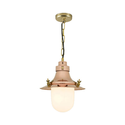 Ship's Deck Pendant Light in Polished Copper (Small/Opal Glass).