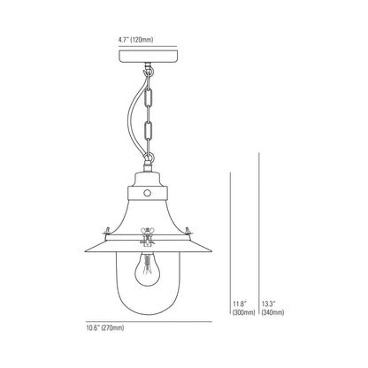 Ship's Deck Pendant Light - line drawing.