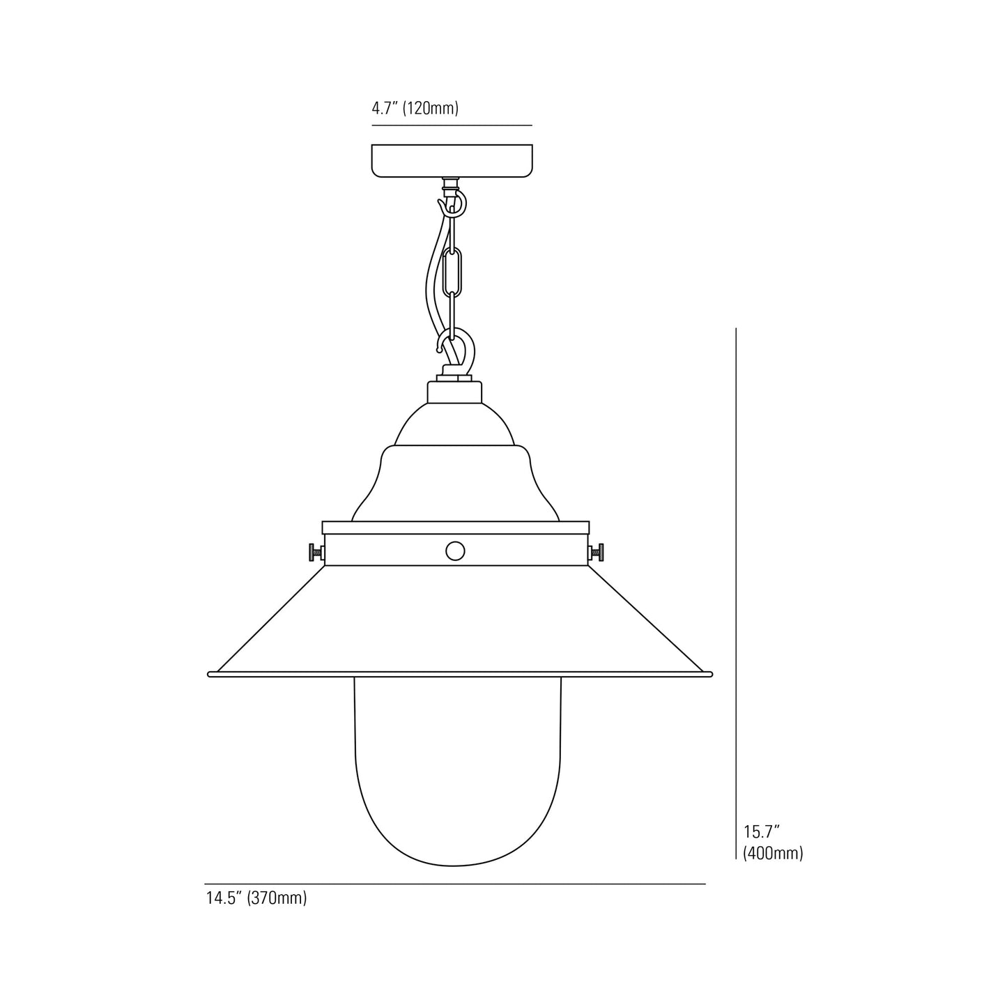 Ship's Deck Pendant Light - line drawing.