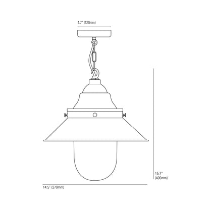 Ship's Deck Pendant Light - line drawing.