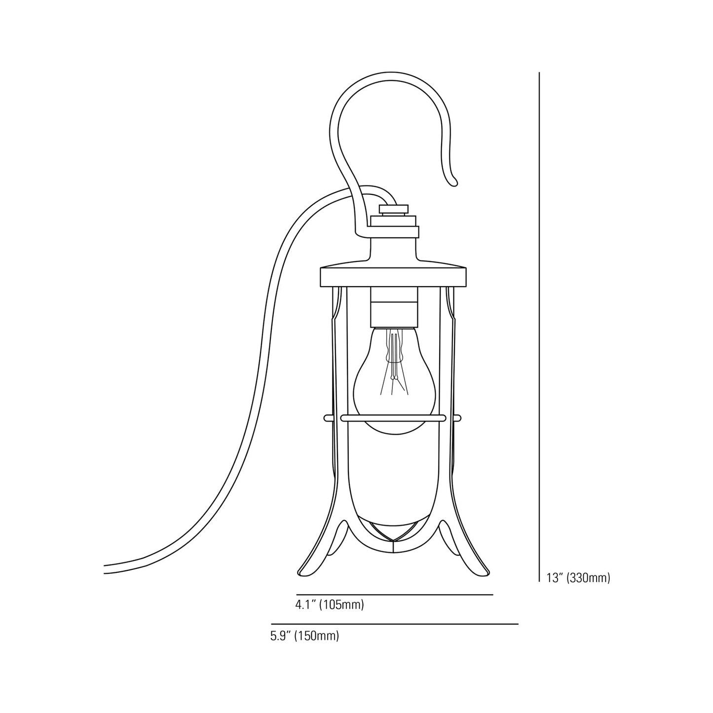 Ship's Hook Table Lamp - line drawing.