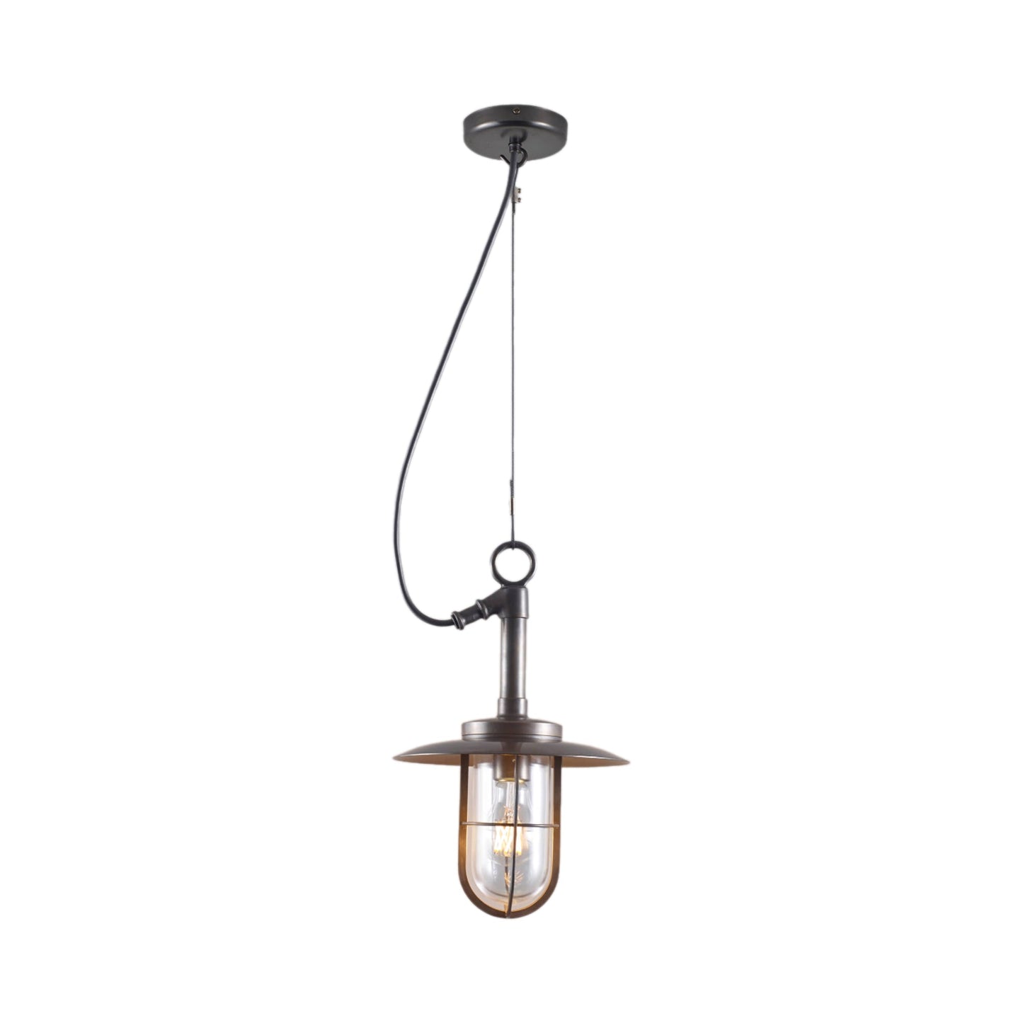 Ship's Well Pendant Light in Clear Glass (Reflector and Gard).