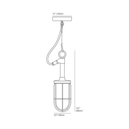 Ship's Well Pendant Light - line drawing.