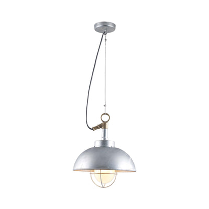 Shipyard Pendant Light in Galvanised Silver (Frosted Glass).