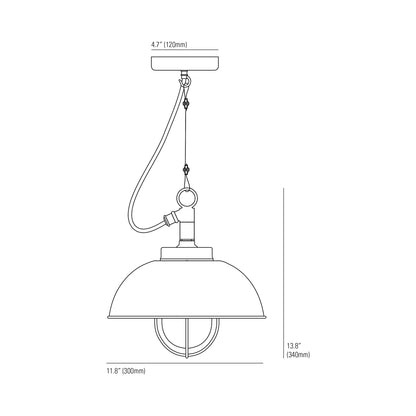 Shipyard Pendant Light - line drawing.