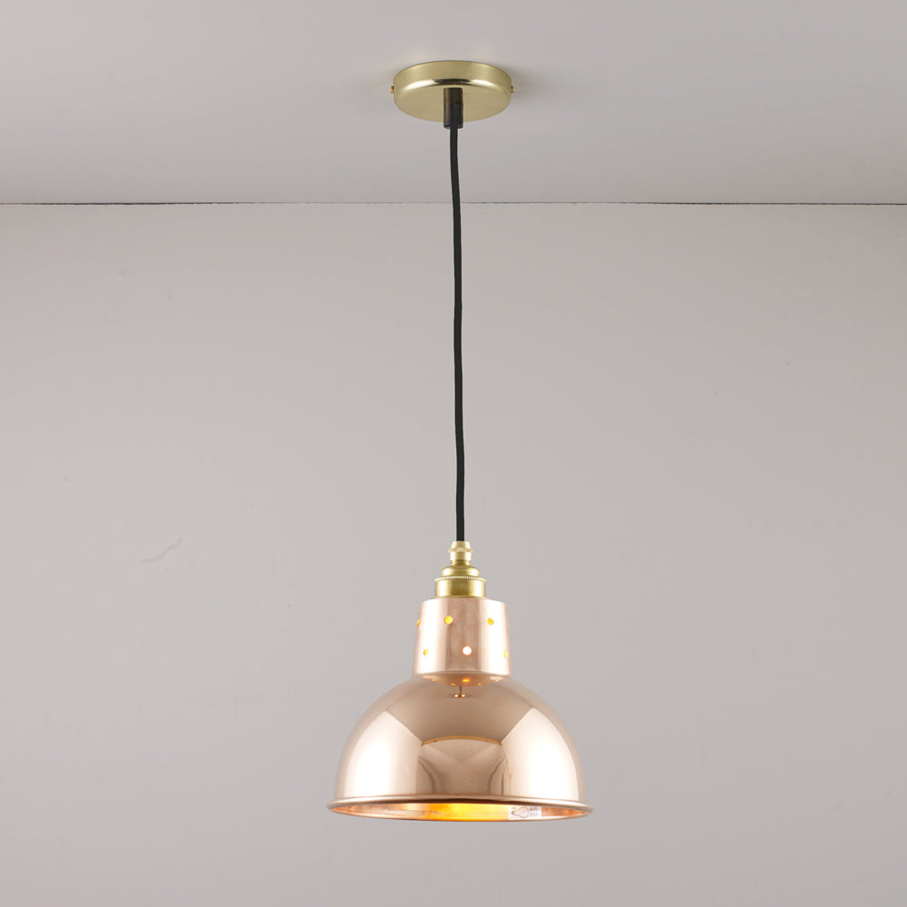 Spun Reflector Pendant Light with Cord Grip Lampholder in Detail.