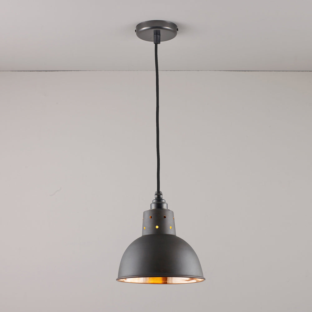 Spun Reflector Pendant Light with Cord Grip Lampholder in Detail.