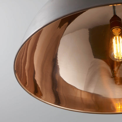 Spun Reflector Pendant Light with Cord Grip Lampholder in Detail.