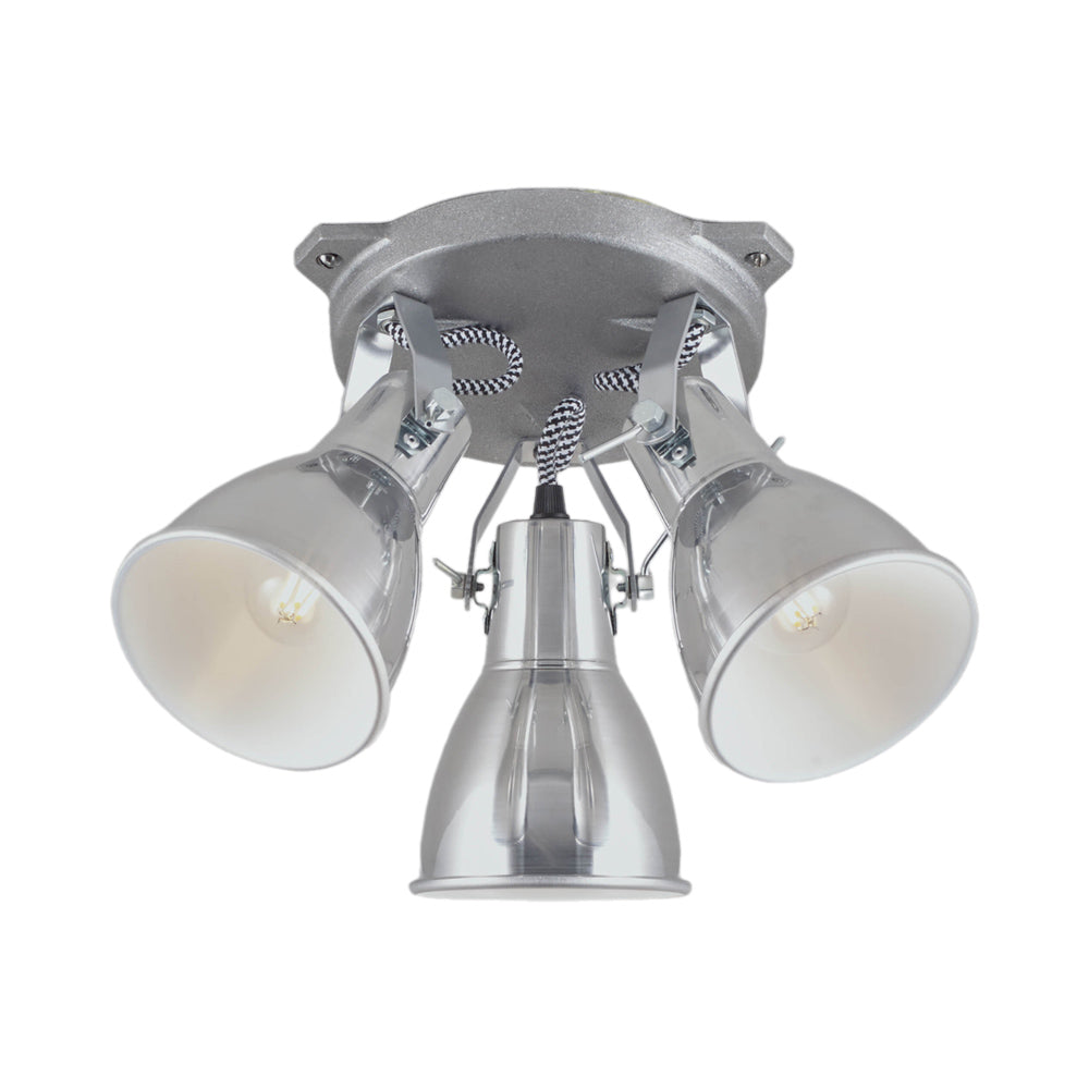 Stirrup Triple Flush Mount Ceiling Light in Aluminium.