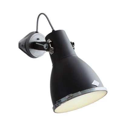 Stirrup Wall Light in Black (7.5-Inch/Etched Glass).