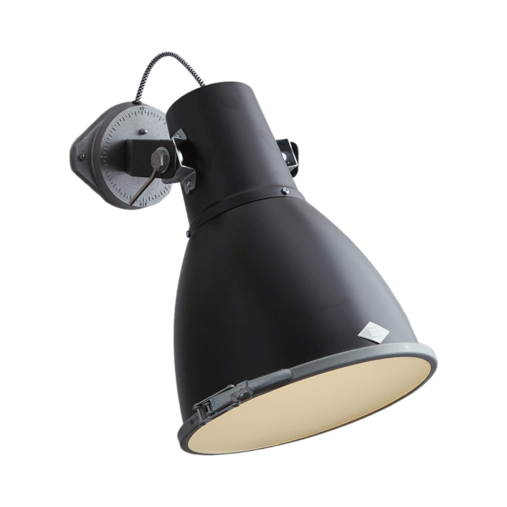 Stirrup Wall Light in Black (10.6-Inch/Sandblasted Glass).