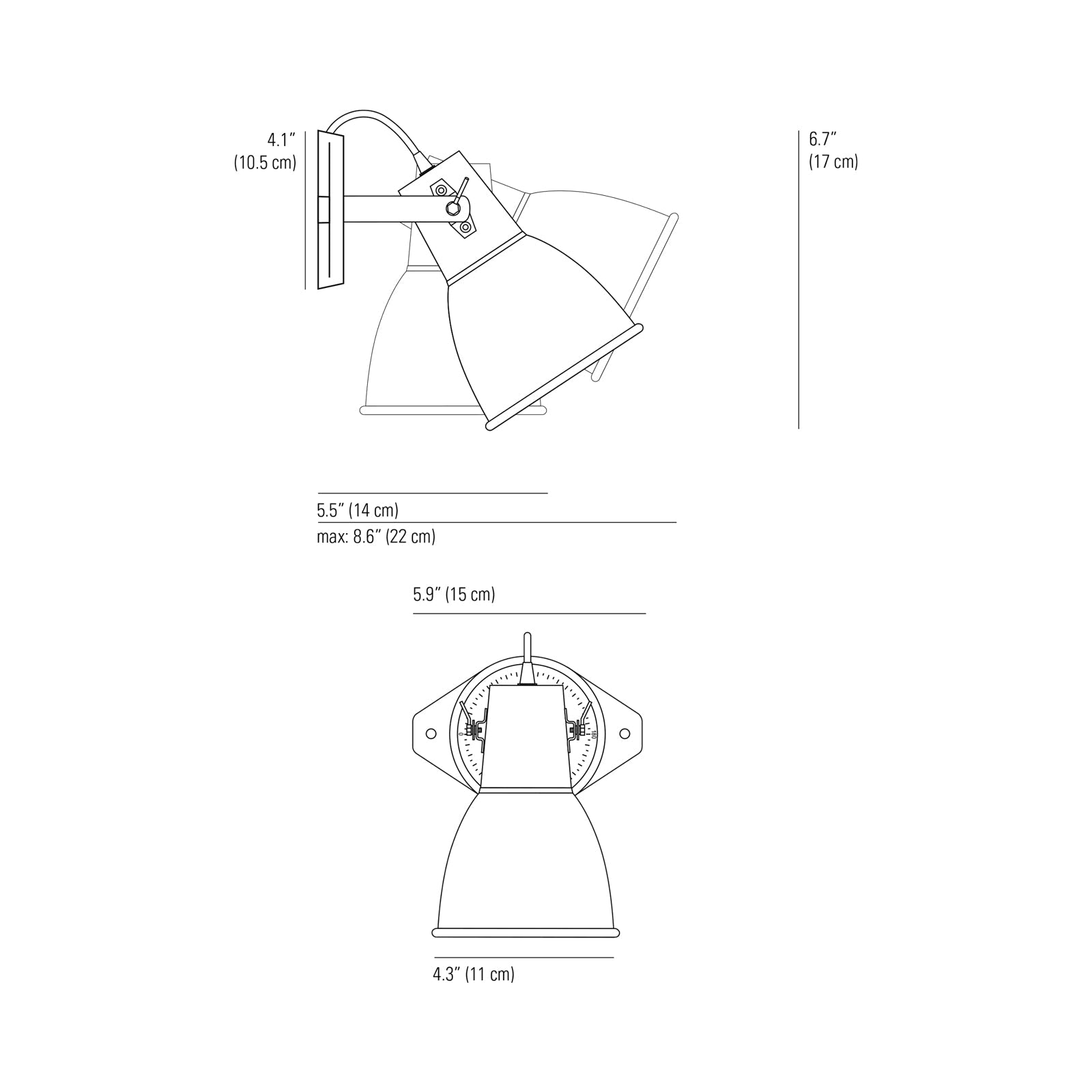 Stirrup Wall Light - line drawing.