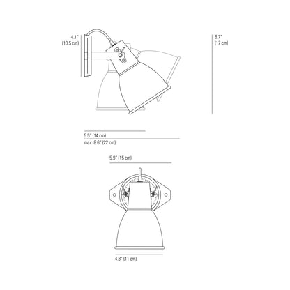 Stirrup Wall Light - line drawing.