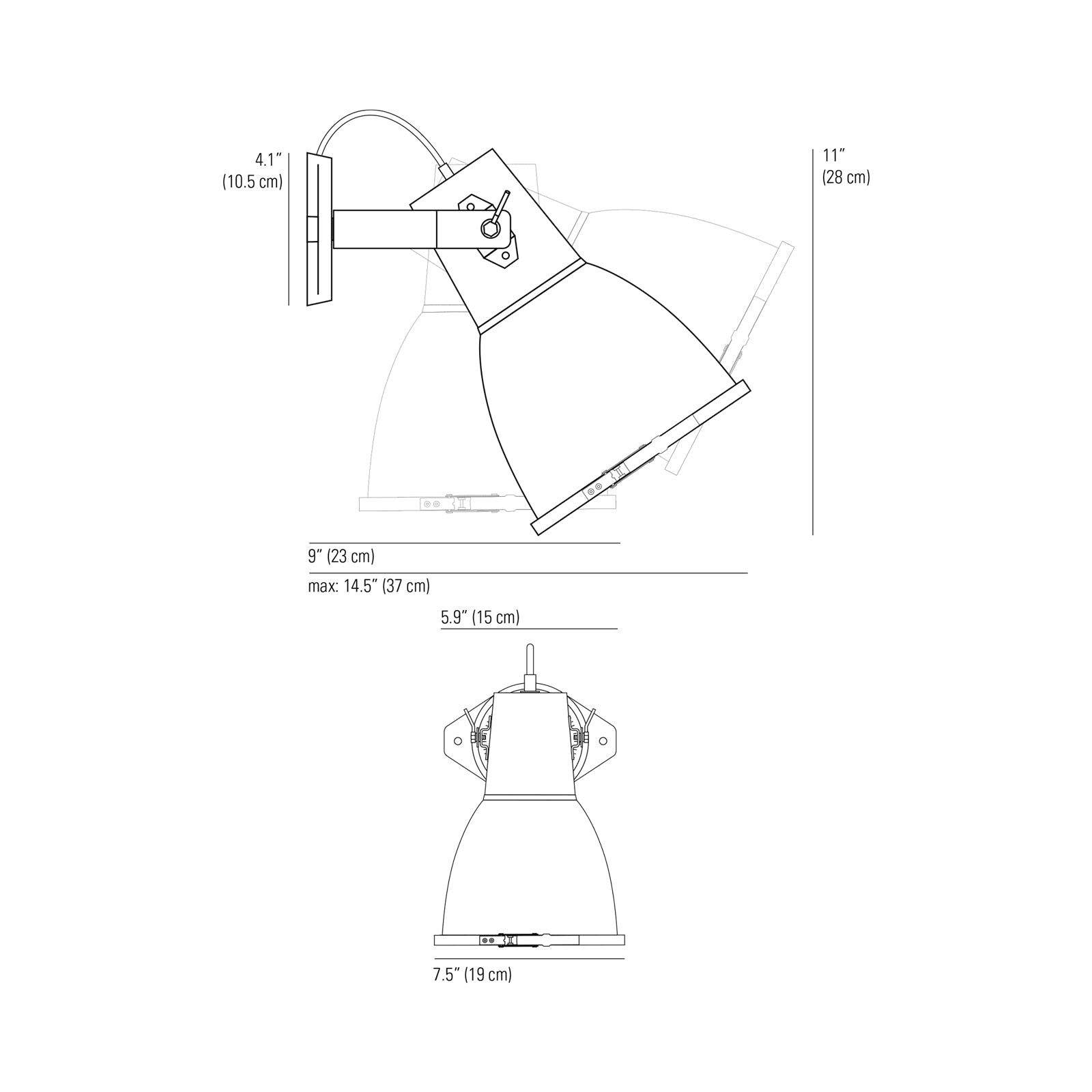 Stirrup Wall Light - line drawing.