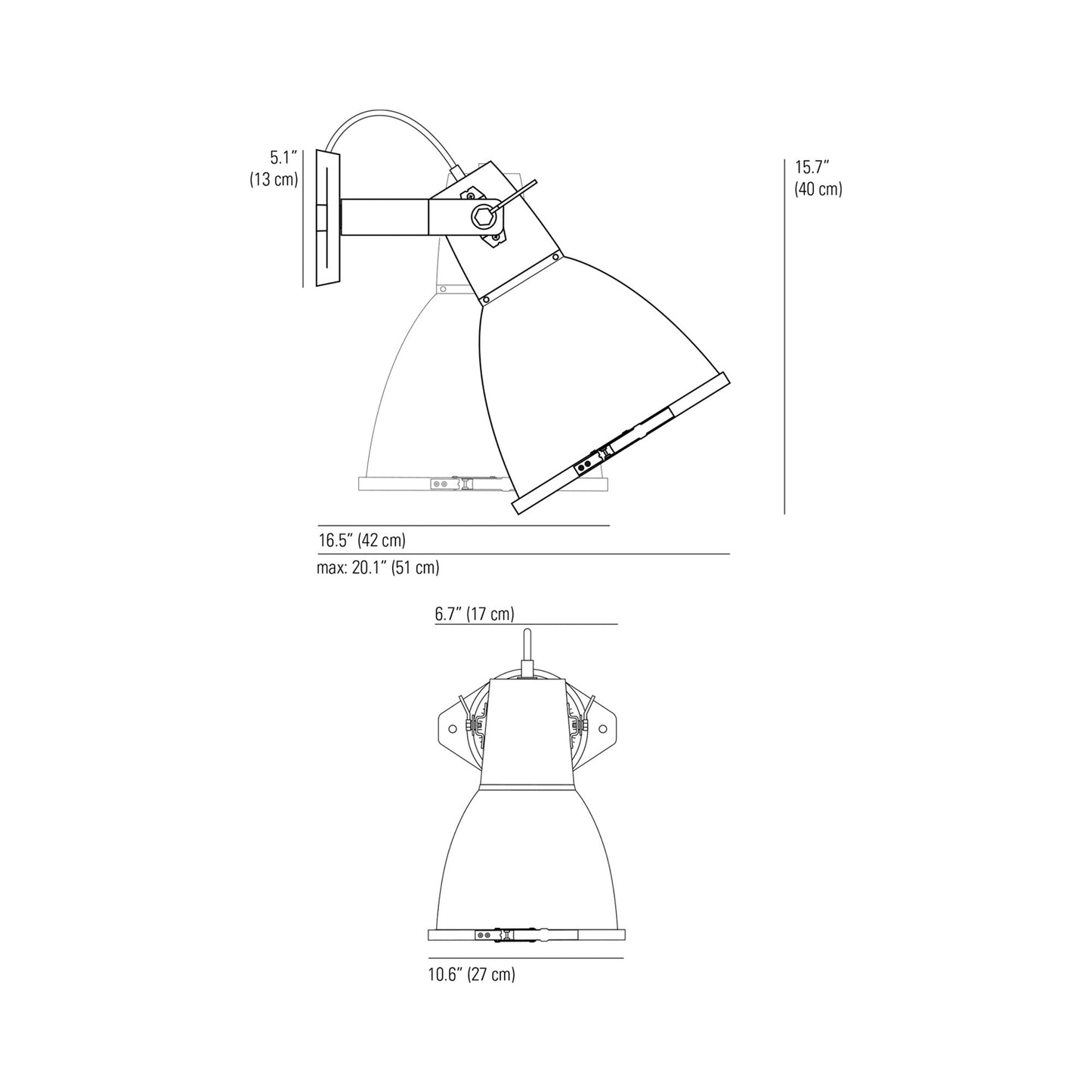 Stirrup Wall Light - line drawing.