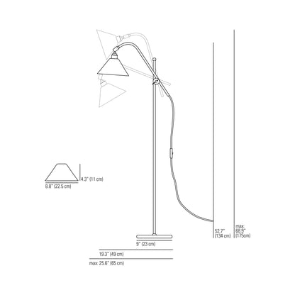 Task Ceramic Floor Lamp - line drawing.