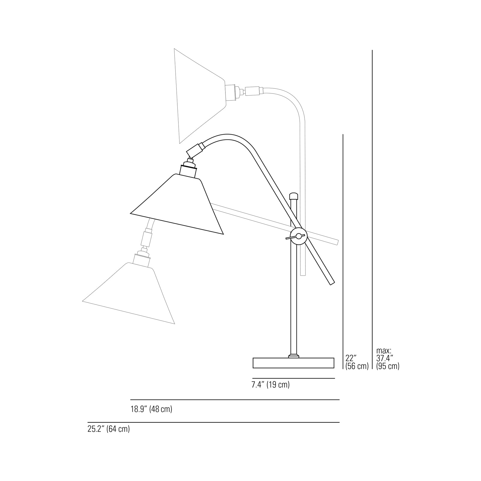 Task Ceramic Table Lamp - line drawing.