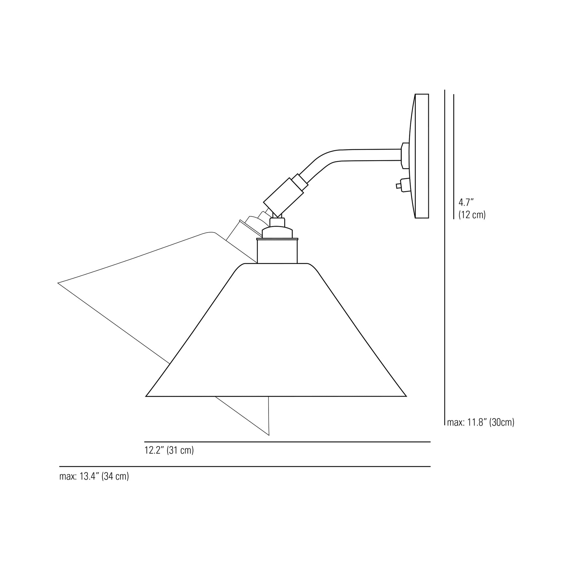 Task Ceramic Wall Light - line drawing.