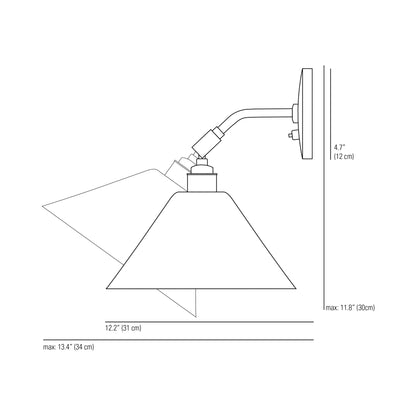 Task Ceramic Wall Light - line drawing.