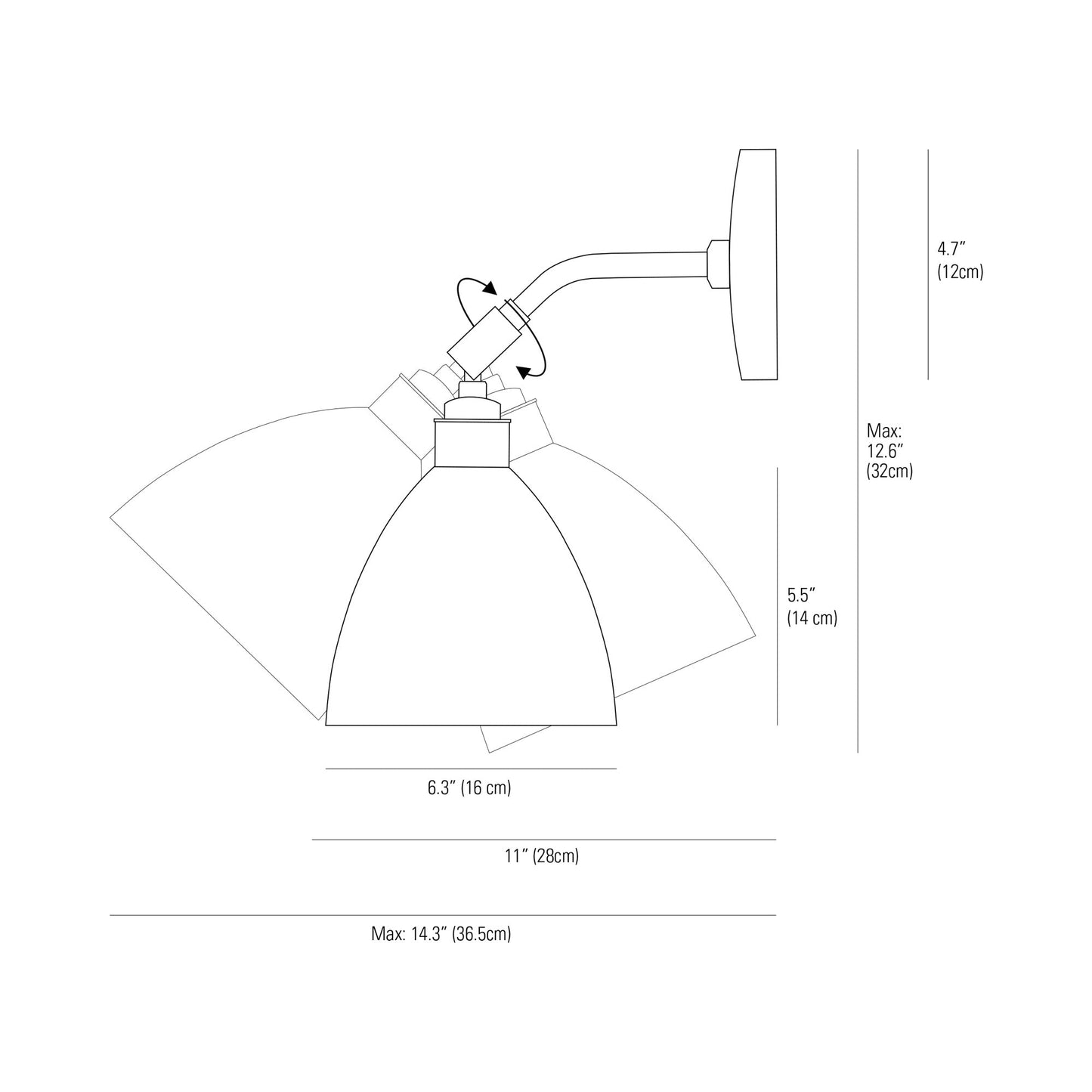 Task Wall Light - line drawing.