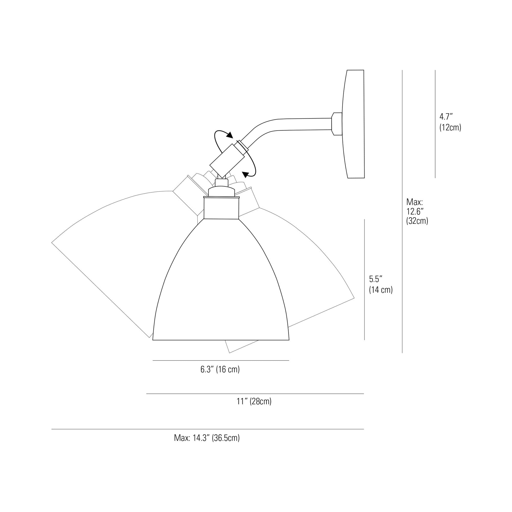 Task Wall Light - line drawing.