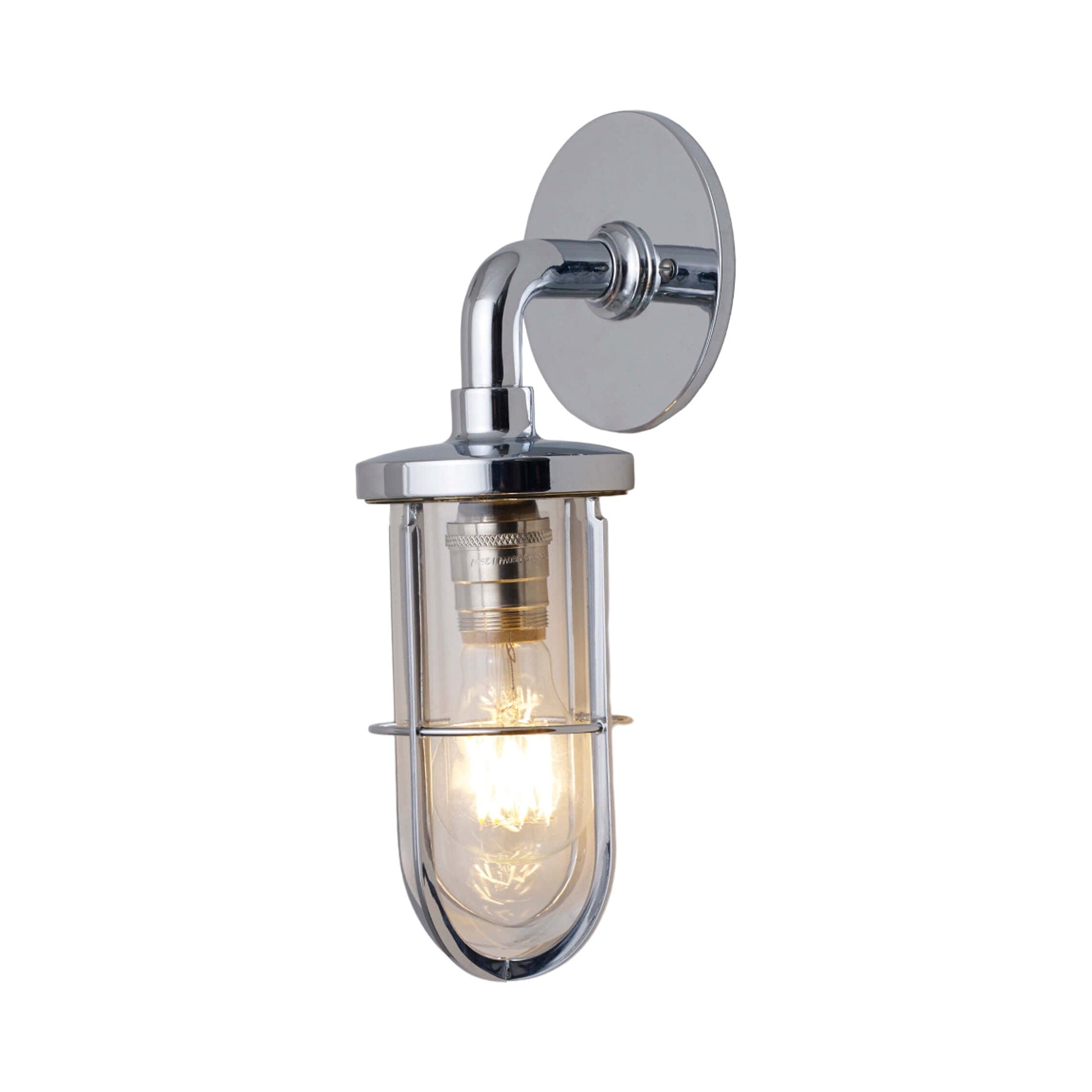 Weatherproof Ship's Well Glass Wall Light in Chrome/Clear Glass (1-Light).