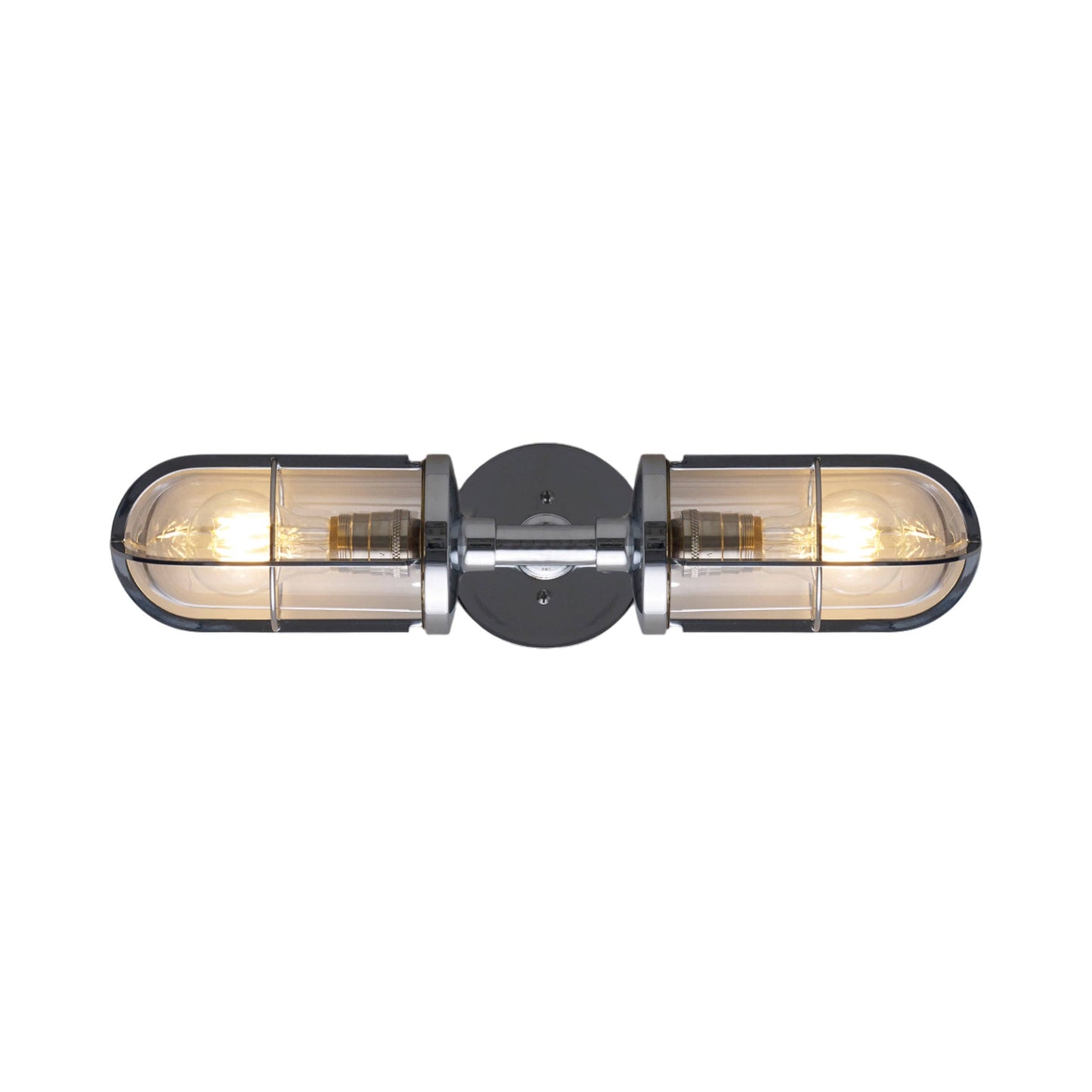 Weatherproof Ship's Well Glass Wall Light in Chrome/Clear Glass (2-Light).