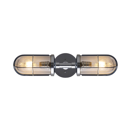 Weatherproof Ship's Well Glass Wall Light in Chrome/Clear Glass (2-Light).