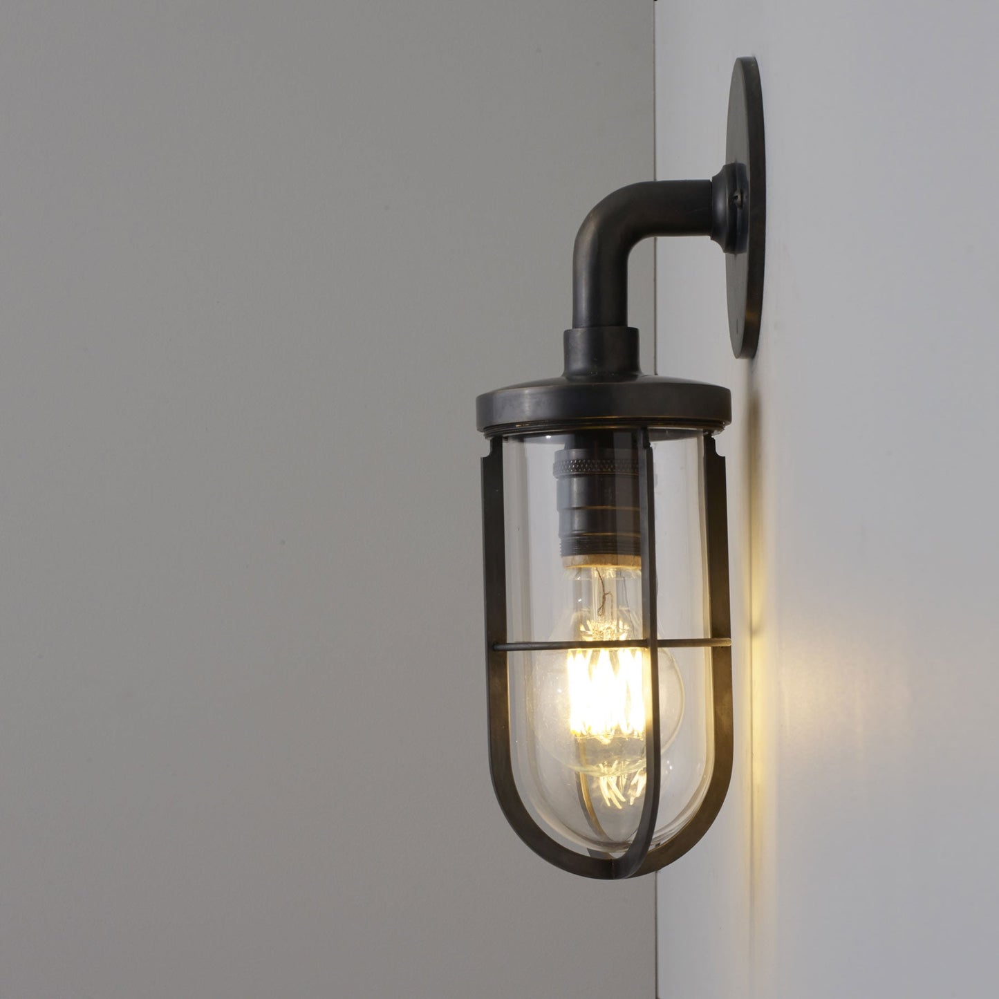 Weatherproof Ship's Well Glass Wall Light in Detail.